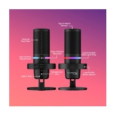 "HyperX DuoCast Microphone -6dBFS Cardioid Omni-Directional Black | Exceptional Sound Quality & Versatile Connectivity"